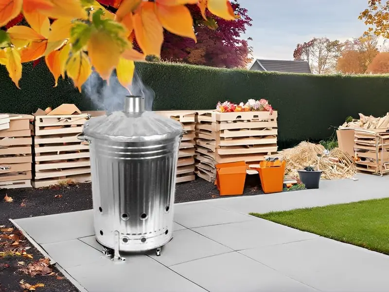90 Litre 90L Extra Large Galvanised Metal Incinerator Recycle Garden Rubbish Fire Burning Bin Leaves Wood Burner 4