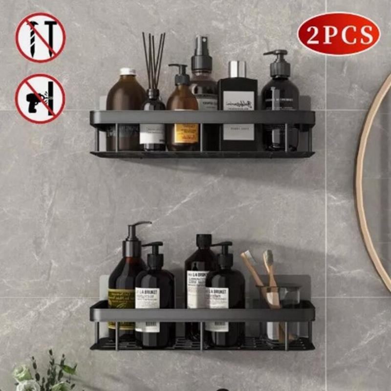 2Pcs Bathroom Shower Caddy Shelf Organizer No Drill Wall Mounted Shower Shelves Racks 1