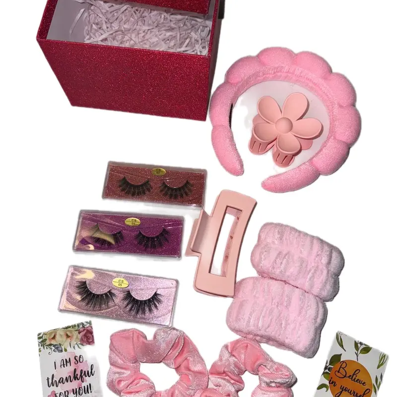 Self Pamper Beauty Box with Fake Eyelashes, Headbands, Scrunchies, Hair Clips and Handband - Best Christmas Hamper for Her - Gifts Skincare 2
