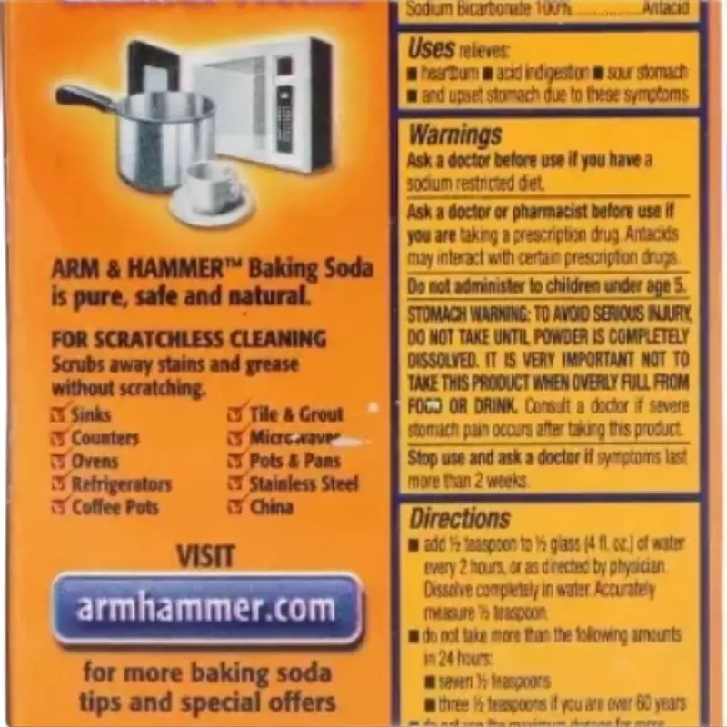 Arm & Hammer Pure Baking Soda 226g - Natural Cleaning Solution for Home - Bake 3