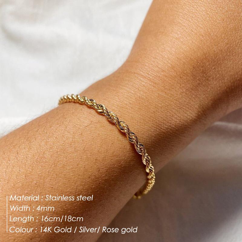 Silver Twisted Rope Chain Bracelet 2