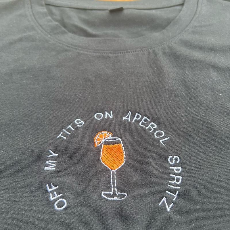 Off my tits on Aperol Spritz baby tee crop top Womenswear Streetwear Tshirt Shortsleeve Casual Round Neck 3