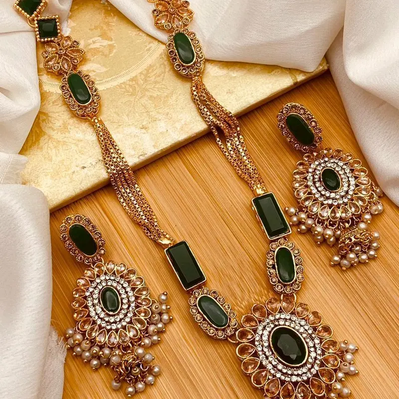 EVA Chain Style Egyptian Mala Set with Small Jhumki Earring for Women 4