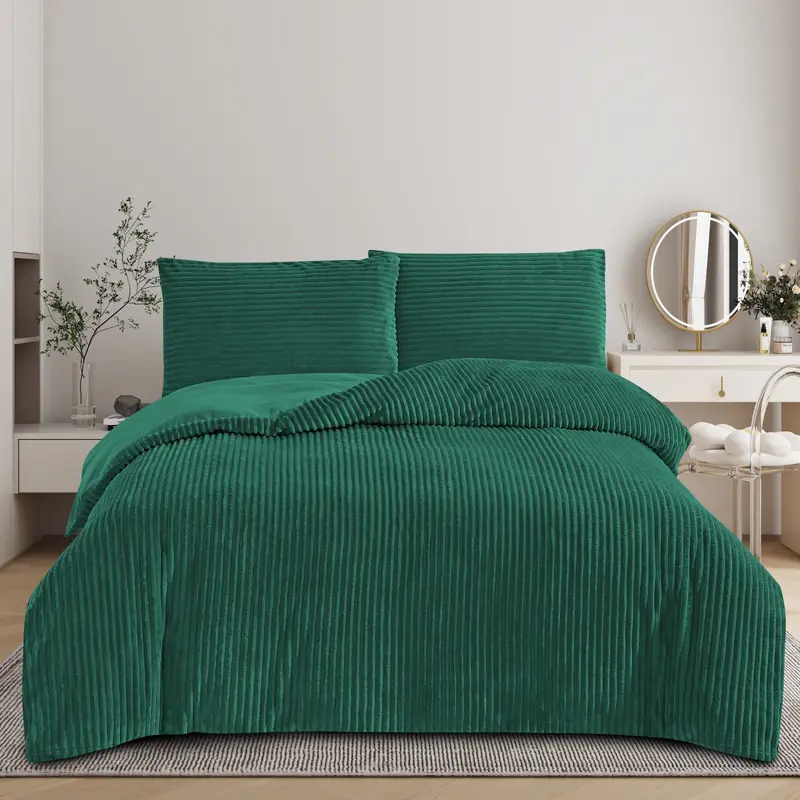 Chic Chunky Ribbed Cord Duvet Cover Set – 3-Piece Bedding Set with 1 Duvet Cover & 2 Pillowcases (No Filler) – Stylish Charcoal Bedding for Cozy & Modern Room Décor 4