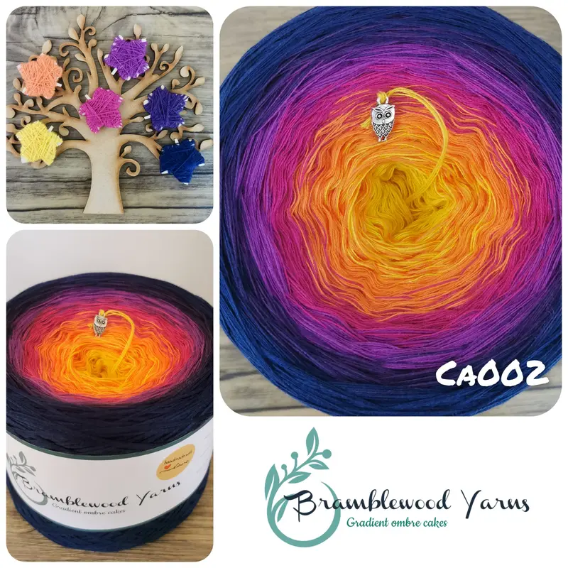 Ombre yarn cake, gradient yarn, Cotton/ acrylic yarn cake, Bramblewood Yarns 0