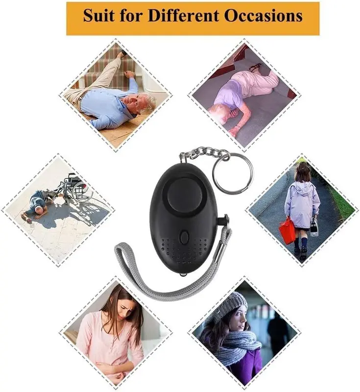 Emergency Personal Safety Alarm, 140DB Security Alarms Keychain with LED Light, Portable Defence Alarm, Self-Protection Loud Alar, Anti-rape Alarm protection, Panic Alarm for Men, Women, Children and Elders 5