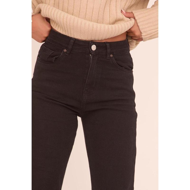 Harper Viral Women's Rebellious Fashion Stretch Straight Leg Frayed Hem Jeans 2