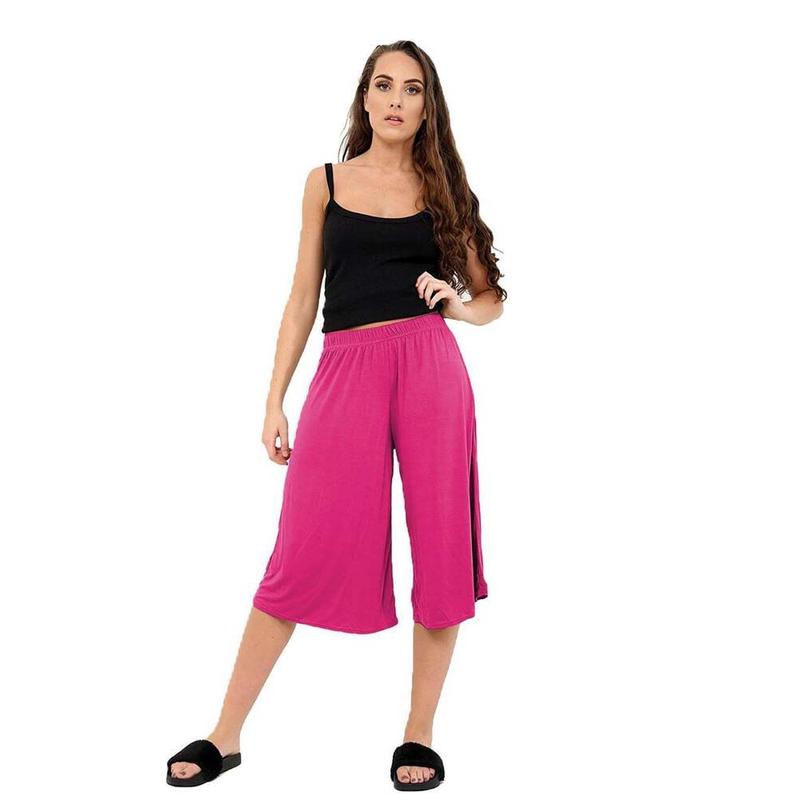 Product Introduction of Women Ladies 3/4 Length Short Palazzo Trousers Causal Wide Leg Culottes Pants UK Size 8-22 Casual Womenswear Comfort 1