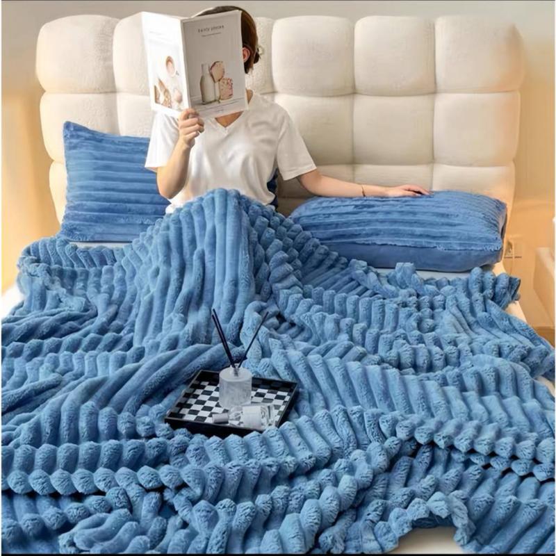 Jumbo Chunky Cord Winter Heavy Grey Faux/Fur/Throw Blanket - Hotel Quality Luxury Fluffy & Comfortable Blankets for Sofa, Bedroom Couch, Travel & Bedroom - Soft Thermal Warm Cozy Blanket, Soft, Ribbed, blue soft throw blankets, Double - King. 6
