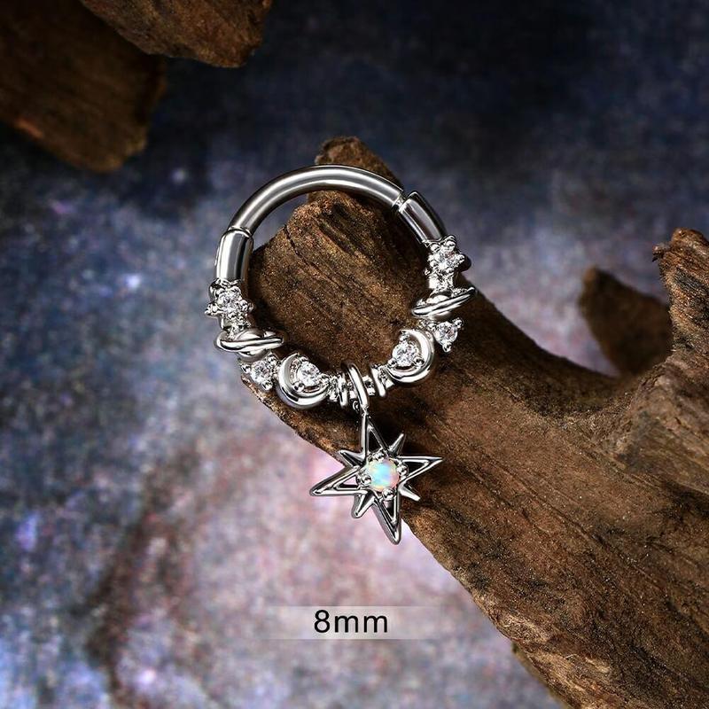 OUFFER 16G Star/Moon/Planet Dangle Septum Ring Helix Silver Gold Jewelry Earrings 6