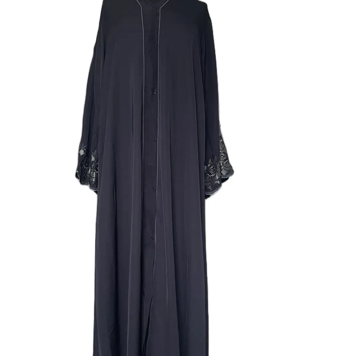Navy and grey embroidery abaya