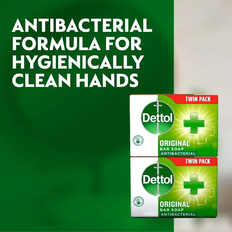 Twin Pack Dettol Soap Original Antibacterial Bar - 100g Each Body Care Body Wash 3
