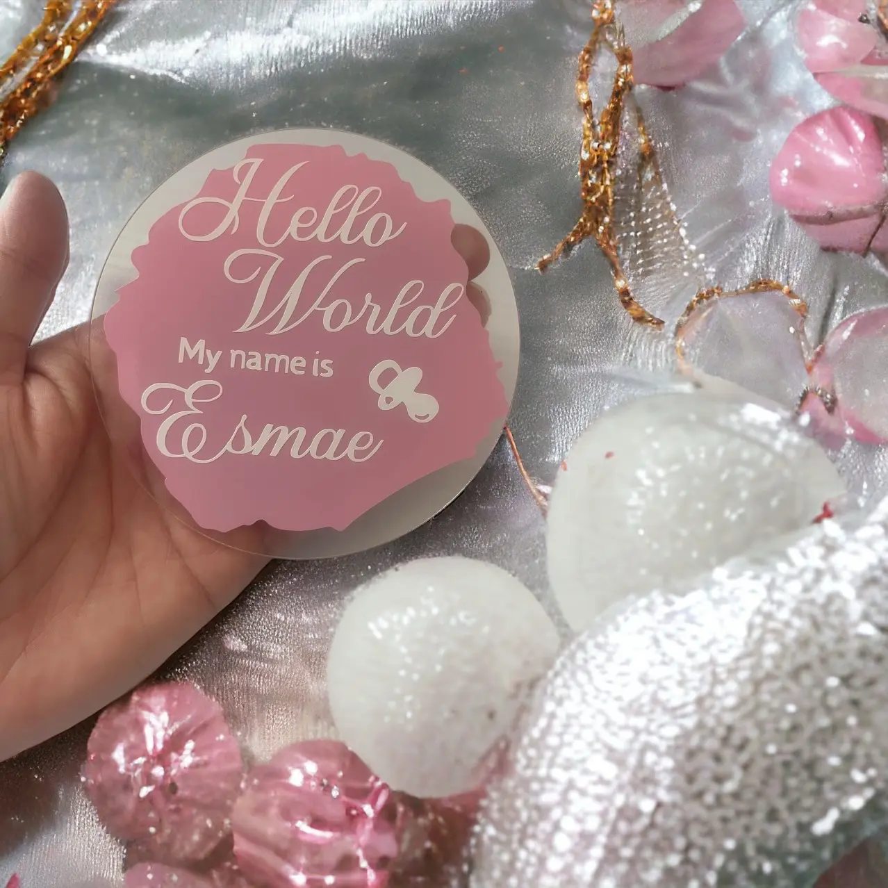 Hello world, beautiful baby announcement signs, Handmade