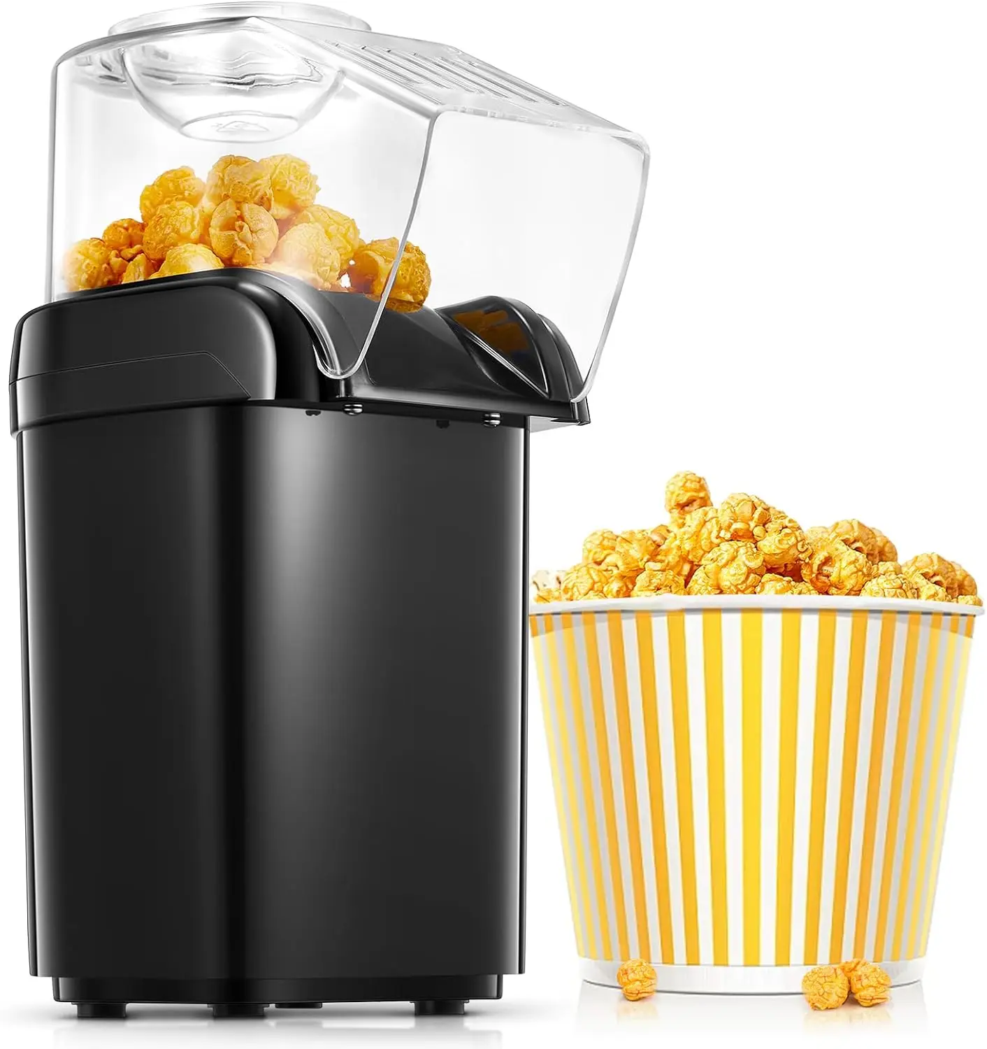 Popcorn Maker, Popcorn Machine with Hot Air Circulation, 1200W Popcorn Popper, Homemade Fresh Popcorn, 3 Minute Quick Popping, Includes Measuring Cup