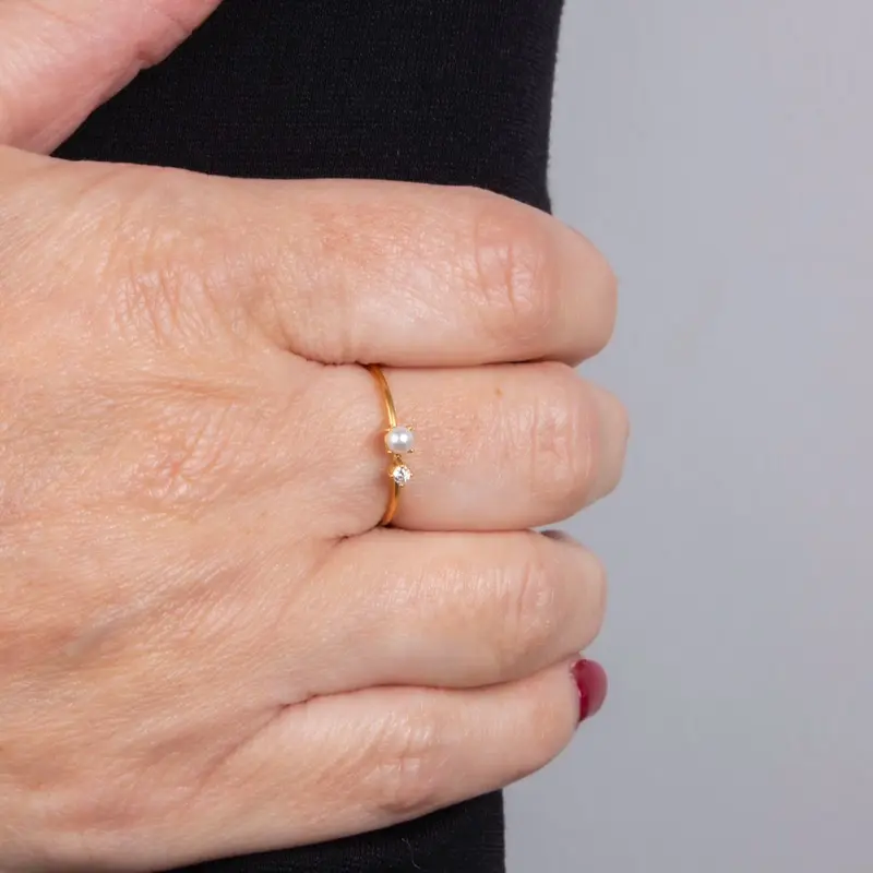 ***£10 sale** Jade Core Collection Waterproof Ring with Pearl and Diamanté-Multiple sizes available-18k Gold Plated Stainless Steel. 1