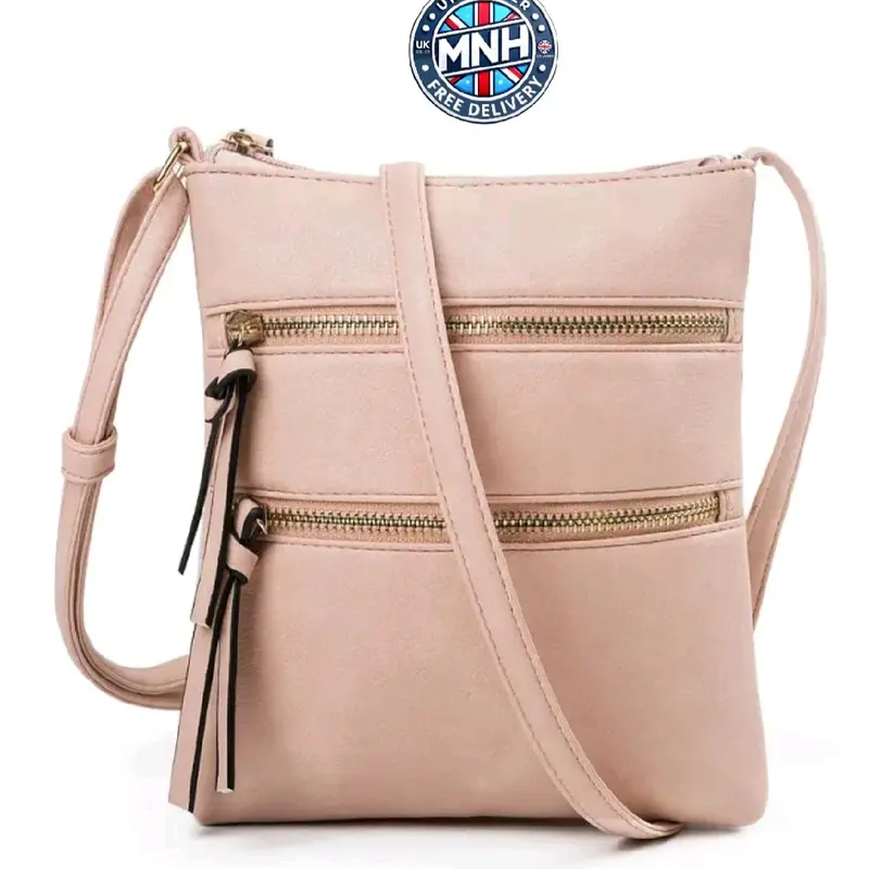 Ladies Leather Crossbody Messenger Bag with Zipper for Women 8