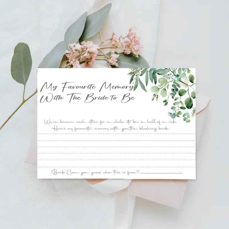 Favourite Memory of the Bride, Pack of 10 cards, Rhea Range, Hen Party Cards 0