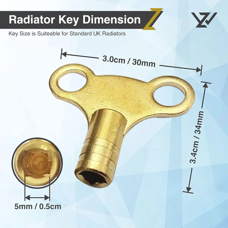 Radiator Valve Clock Key for Bleeding and Air Vent- Made of Solid Brass- Pack of 2 2