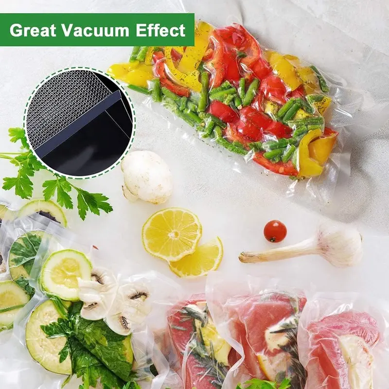 Food Sealer Bags 20X30cm 100 Bags Commercial Grade Textured Food Vacuum Sealer Bag Thick Embossed Bags Upgrade Design Pre-Cut Bag BPA Free for Food Storage Sous Vide Cooking 4