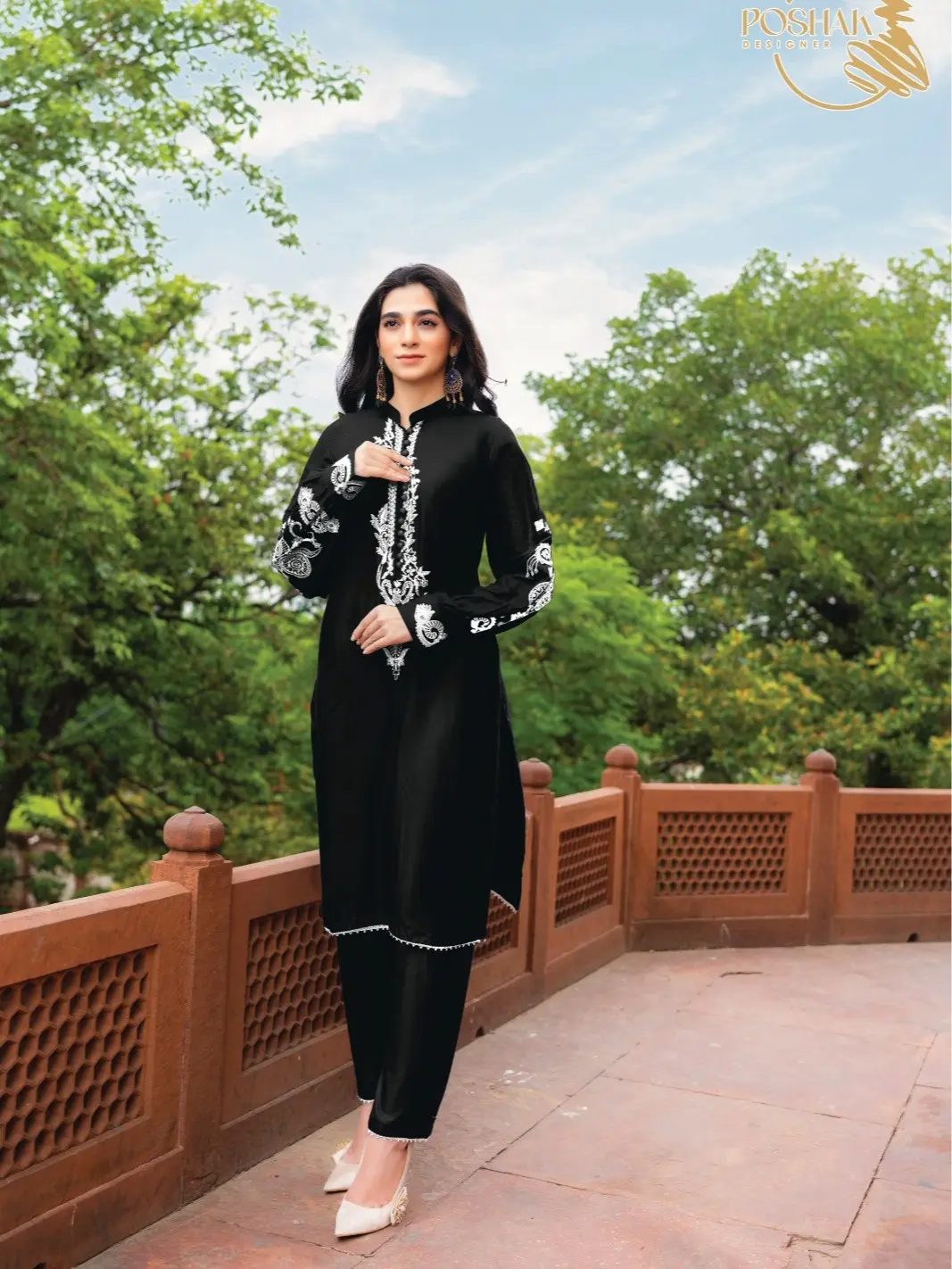 Haneen Collection By Momina Designer | PD-440-14 | - 2 Piece Stone Linen Embroidered Kurti With Trouser for women Womenswear Elegance Kurta Light