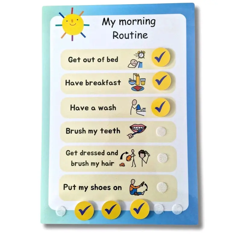 A4 Morning Routine Board for Autism and Visual Communication 0