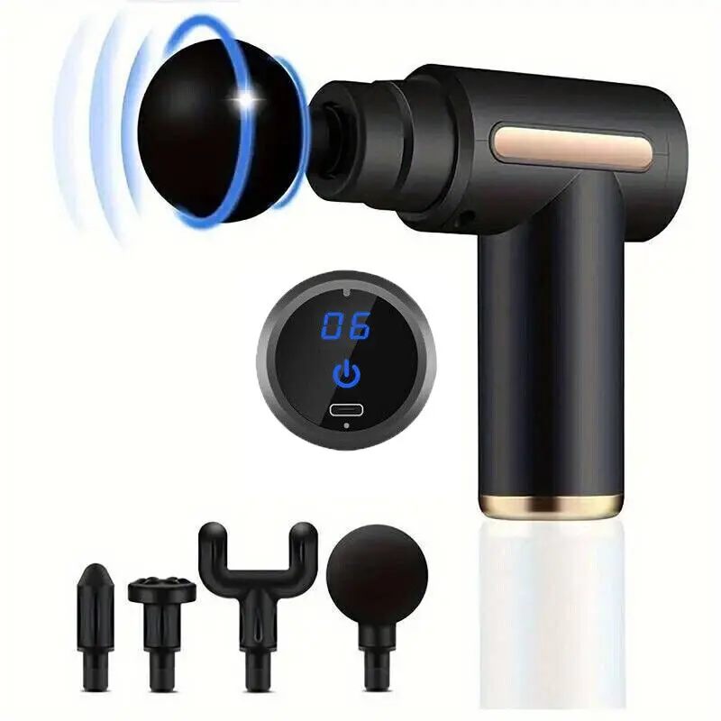 Massage Gun Deep Tissue Muscle Therapy Percussion Message Relax Back Neck 4 head