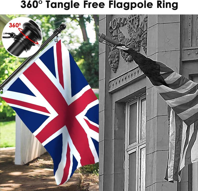 GoDyna 6FT Flagpole Kit with Bracket Wall Mounted Stainless Steel Flagpole Professional Metal Flag Pole for House Garden Yard Residential and Commercial Use 5