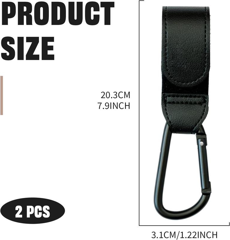 2-Pack Universal Buggy Clips - Non-Slip Black Carabiner Hooks | Securely Attach Shopping Bags, Diaper Bags, or Handbags to Any Pram, Stroller, or Pushchair | Holds up to 5kg | Stroller Accessories 5