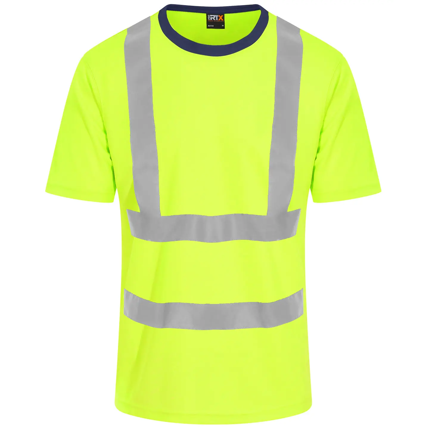 ProRTX Hi Vis Men’s Work T-Shirt – Breathable & Reflective HV Yellow/Navy