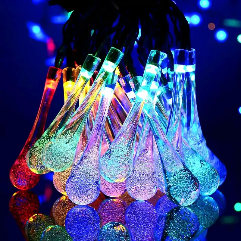 50 LED Teardrop Solar Lights Outdoor Garden Waterproof, Multicolor Solar String Lights, 22.6Ft/6.9M Length 4