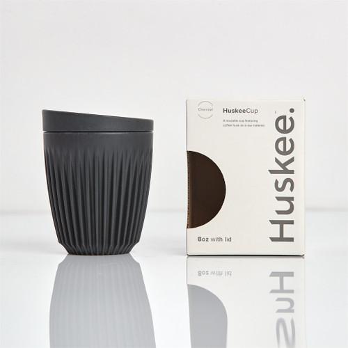 Huskee Coffee Cup with Lid 8 oz Charcoal Coffee  Mug Tumbler for Car Home Office W Portable work Gym Travel Beverage Drinkware Set Reusable Disposable 1
