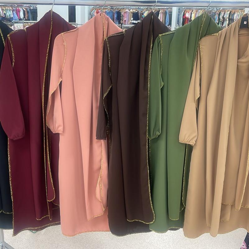 Girls Gold Edge Abaya with hijab attached 1