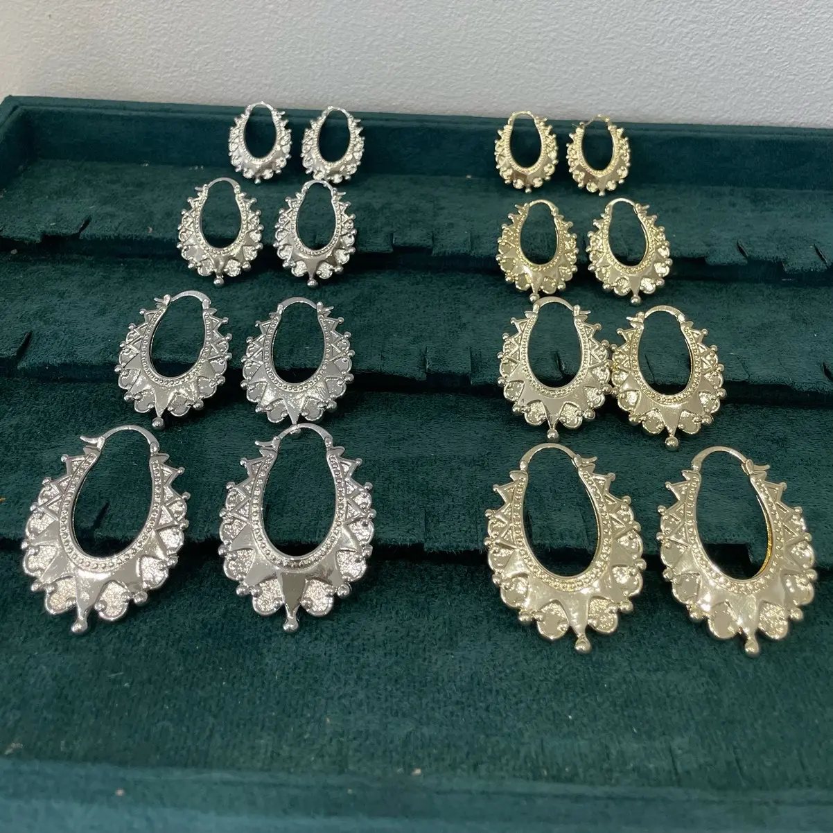 Oval creole earrings gold silver plated in different sizes