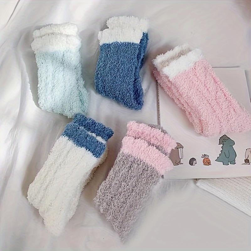 7 Pairs Fuzzy Coral Fleece Twist Embossed Cozy Floor Socks - Ultra-Warm, Soft, Breathable, and Comfy for Fall & Winter - Women's Stockings & Hosiery with Twist Embossed Design for Added Grip 3
