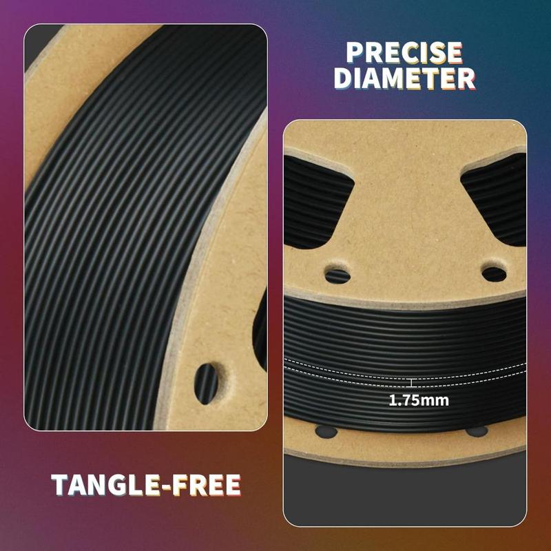 PLA Filament 1.75mm PLA 3D Printer Filament, 1kg Cardboard Spool (2.2lbs), Dimensional Accuracy +/- 0.02mm, Fit Most FDM Printer(Black) 4