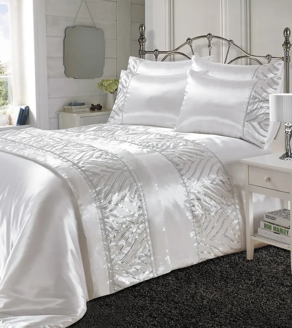 Shimmer Duvet Cover Sets Luxurious Crystal Sequins Sparkle Modern Style Bedding Comfy Quilt Cover Set