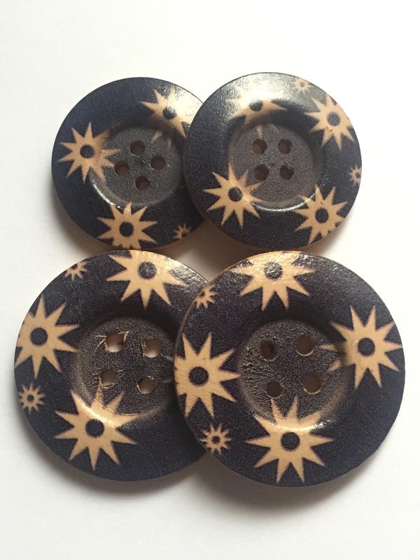3pcs SMALL LARGE Wooden Buttons Sewing Craft 31mm 38mm wide 4 holes 1