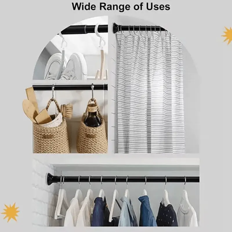 WENI-Heavy Duty Extendable Telescopic Shower Curtain Pole Rail Rod Bath Door Window . Stainless Steel 5