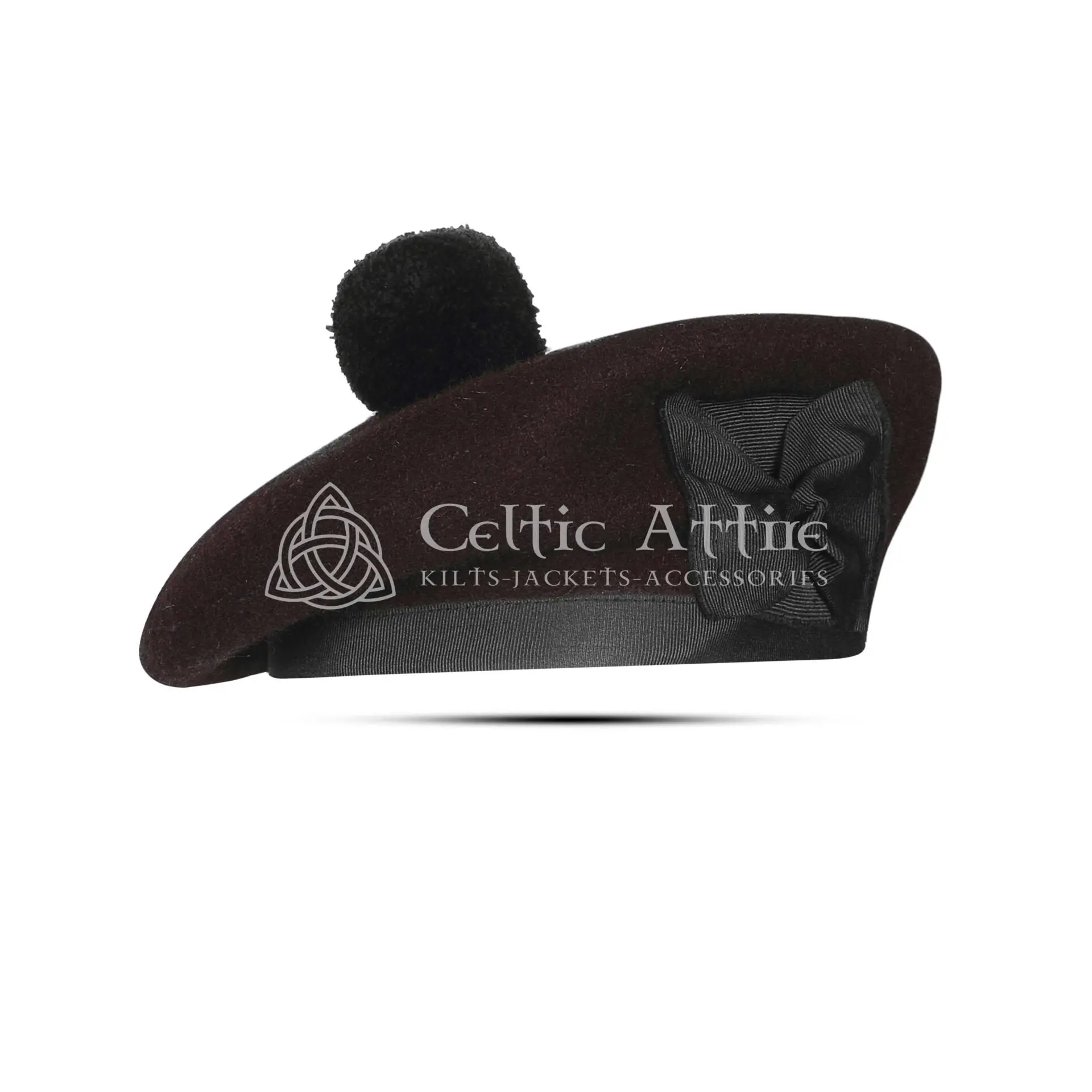 Brown Wool Scottish Barret Balmoral Hat Military Bonnet