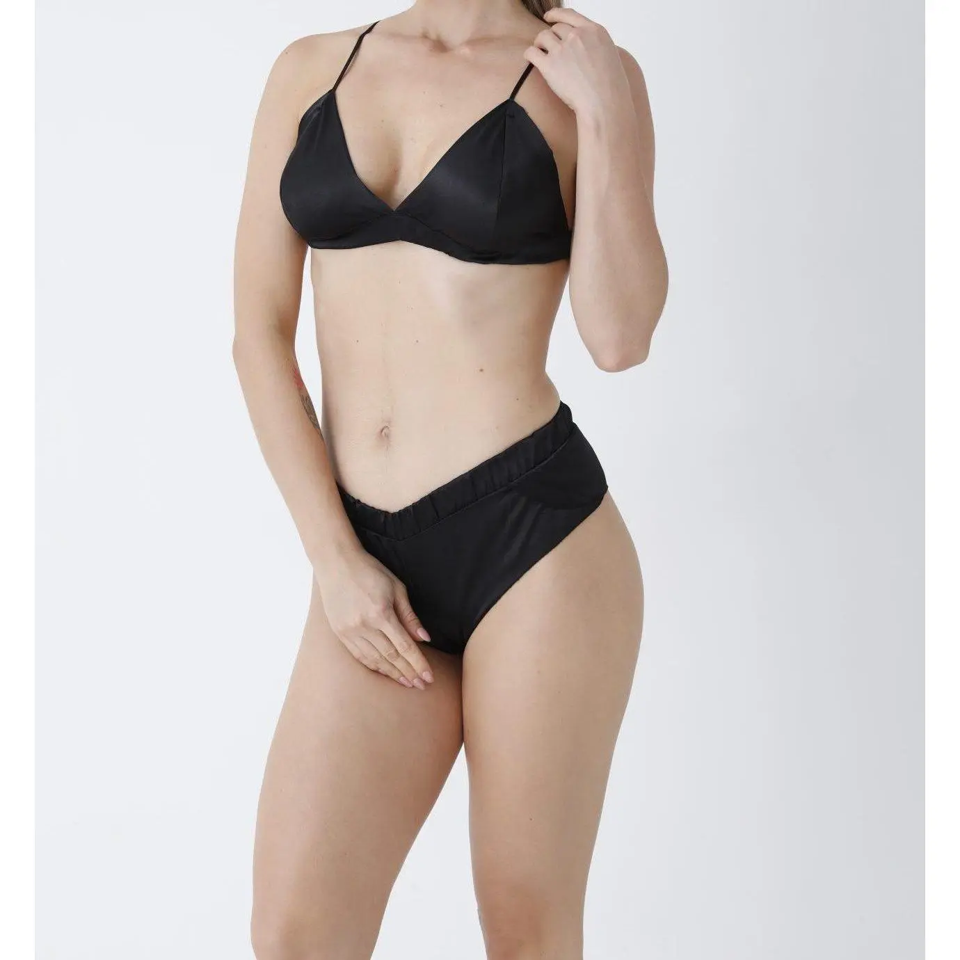 Midnight goddess bralette and brief silky satin Lingerie