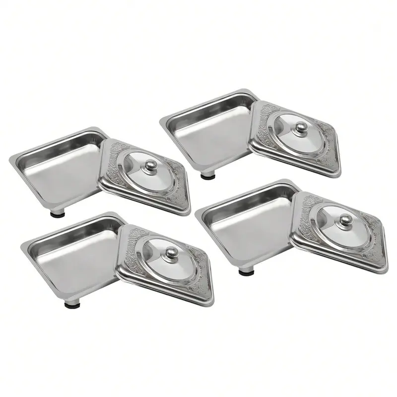4X Buffet Tray Chafing Dish Food Warmer Rectangular Food Plate Stainless Steel, Ideal For Parties, Events, Buffets, Picnics, Weddings, Banquets, And Other Professional Catering Services Or Home Use 4