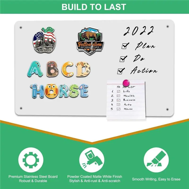 Large Magnet White Board for Fridge A3, Kids Magnetic Board for Wall, Magnetic Notice Boards for Home, Stick on Metal Magnet Board 30x43.5cm (White - 2Pack) 6