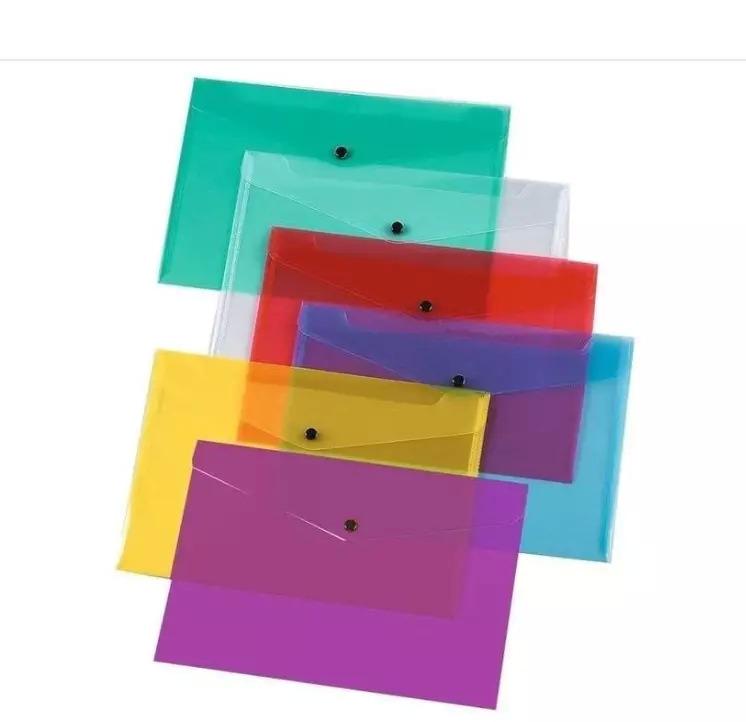 Pack Of 5 -  A4 Plastic wallets Stud Document Wallet Files Folders Filing School Office 1