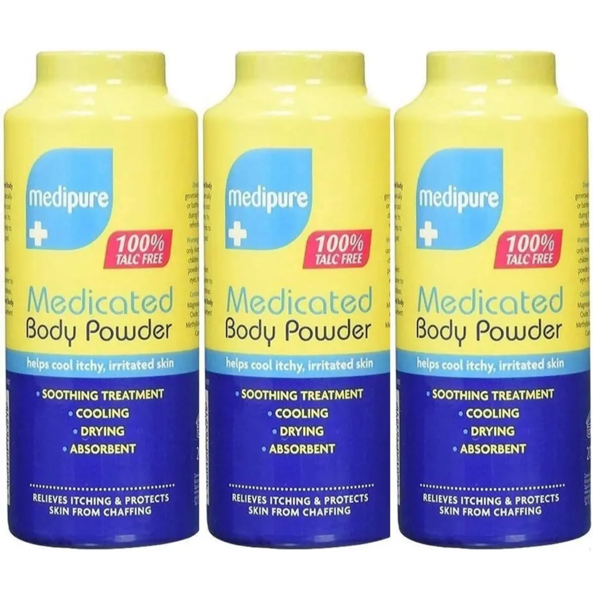 Medipure Medicated Body Powder 200g - Pack of 3, Cooling and Drying Soothing Treatment Powders for Itchy and Irritated Skin - itch powder   Body Care