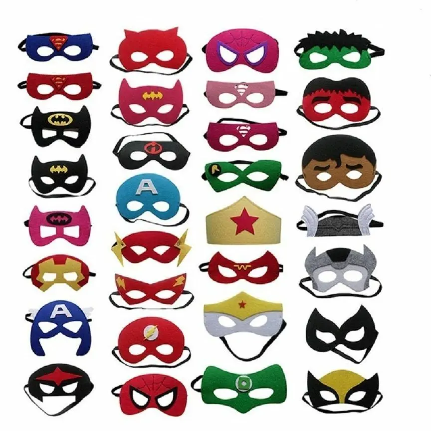 Kids Fancy Dress Face Masks-Boys Girls Superhero Felt  Eye Mask Party Movie character dress up accessories Comfortable Halloween