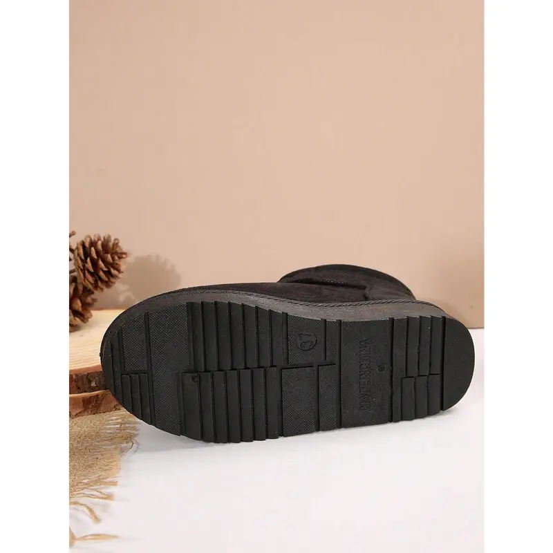 2024 New Thick Sole Fluffy Lined Snow Boots For Women, Slip-On Half Mule Style, Warm Winter Girl Walking Shoes 6