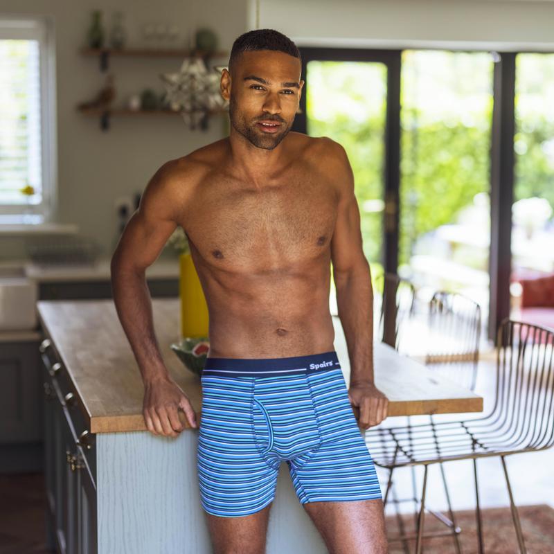 Spairs Men's 3 Pack Stripe & Plain Bamboo Keyhole Boxer Shorts 3
