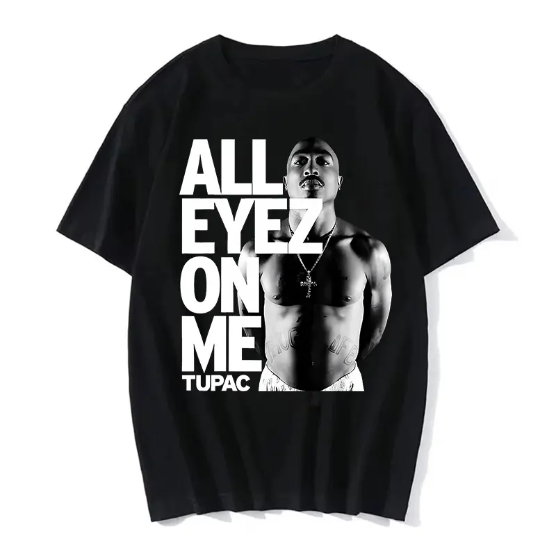 Summer Fashion T-shirt Rapper Tupac Top Hip Hop Street Wear Oversized Short Sleeve T shirt Men's And Women's Tshirts 6