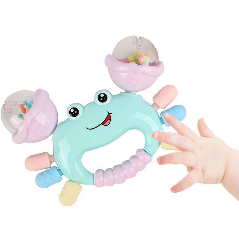 Infant Hand Rattle Toy, Crab Shaker, Educational Teething Gum, ABS Resin, Assorted Colors, Baby Early Learning, Newborn Gift for Boys and Girls 0