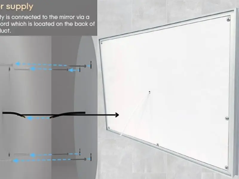 LED  Mirror with 3 Colors Dimmable Switch and Demister Pad, 500x700mm Wall Mounted Vanity Mirror led  mirror  wall mirrors 4